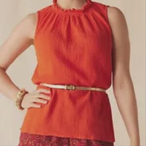 Matilda Jane Top Women’s Maui Mock-Neck Orange Tank Cotton Size XXL